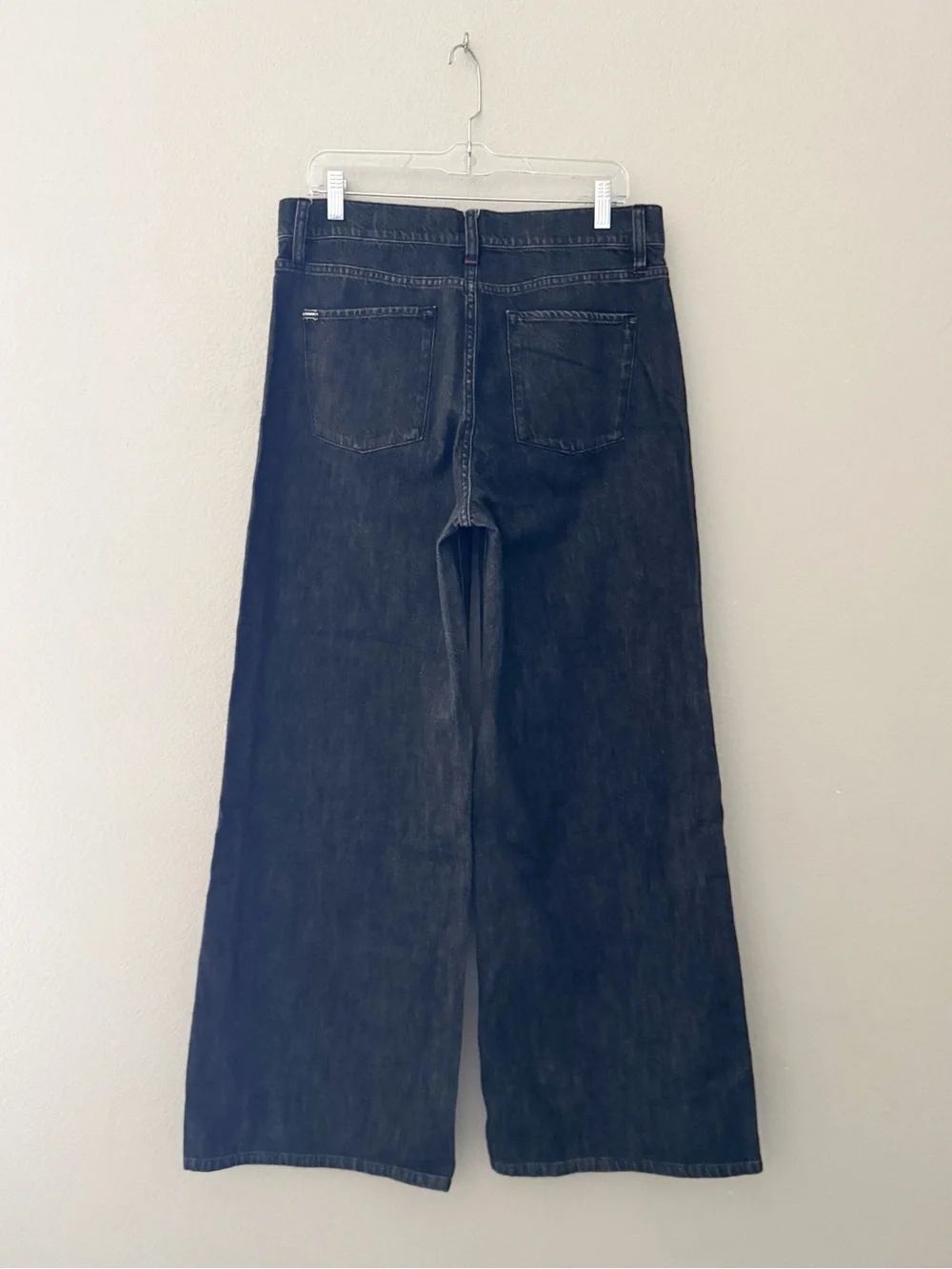 Alice + Olivia Trish Low Rise Baggy Wide Leg Jeans 32 Black Dark Denim Slouchy - Picture 7 of 12